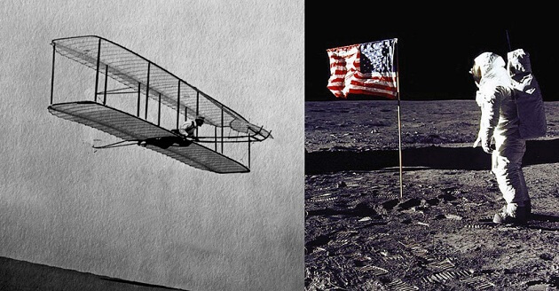 Premier avion qui vole, Homme sur la Lune