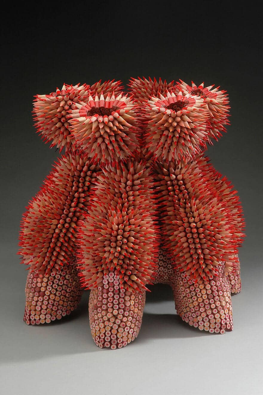 Sculptures crayons couleurs, mines crayons