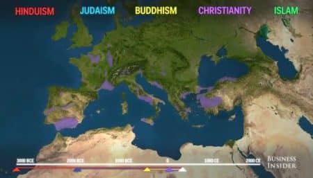 Vidéo: comment les religions se sont répandues sur Terre Carte, diffusion des religions sur Terre, 5000 ans