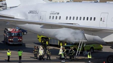 Batterie lithium-ion, avion, soute, incendie