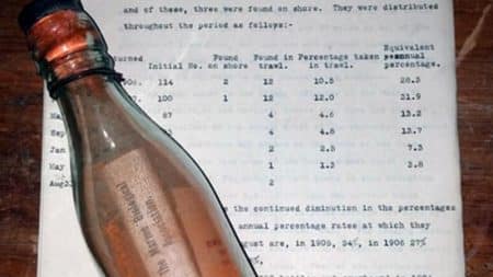 Une bouteille à la mer retrouvée 108 ans plus tard pour la science Bouteille à la mer retrouvée 108 ans plus tard