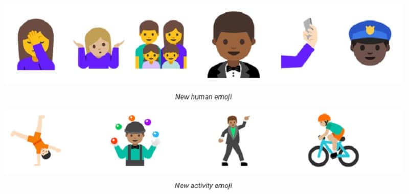 Nouveaux emojis, Android N