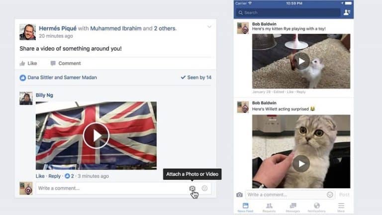 Facebook accueille les vidéos dans les commentaires de publications
