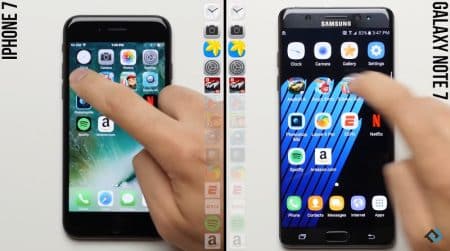 Test de rapidité entre l'iPhone 7 et le Galaxy Note 7