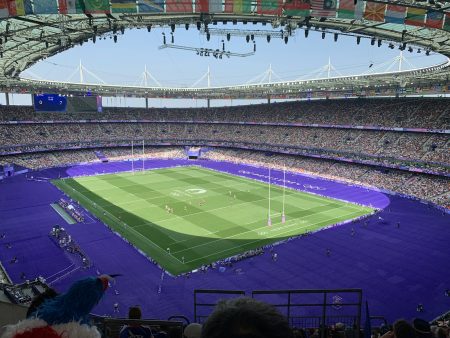A large stadium filled with lots of people