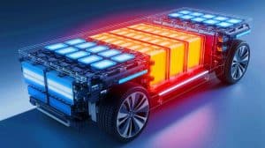 Illustration de la technologie de batterie dans la batterie pour véhicules électriques (création par IA, illustration non réaliste). Crédit : Ideogram.