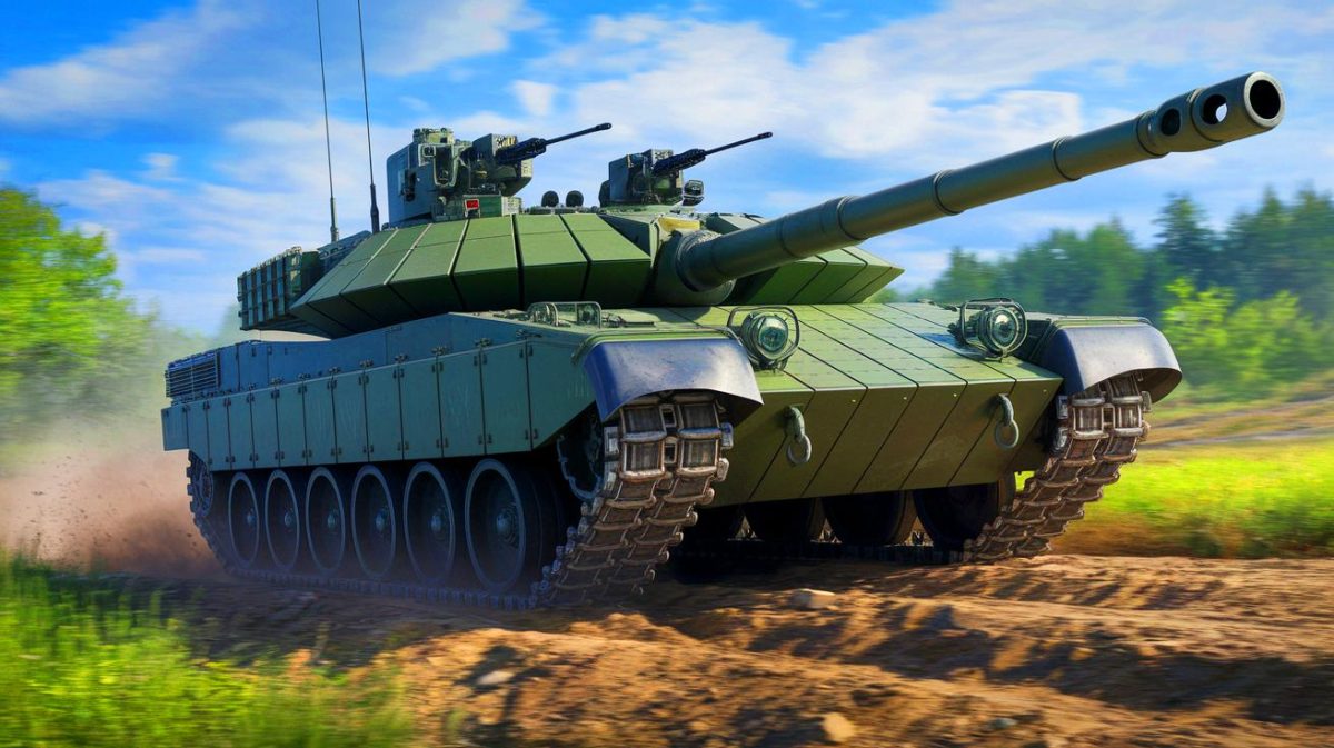 Illustration de chars K2 Black Panther en opération militaire en Pologne (création par IA, illustration non réaliste). Crédit : Ideogram.