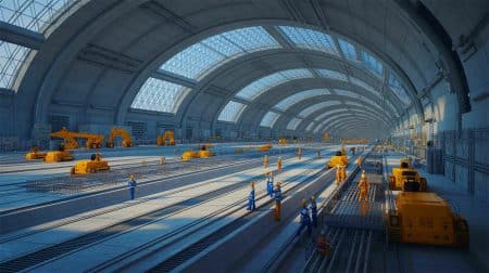 Illustration de la construction du plus grand centre de commandement militaire souterrain de Chine près de Pékin. Image réalisée par IA.