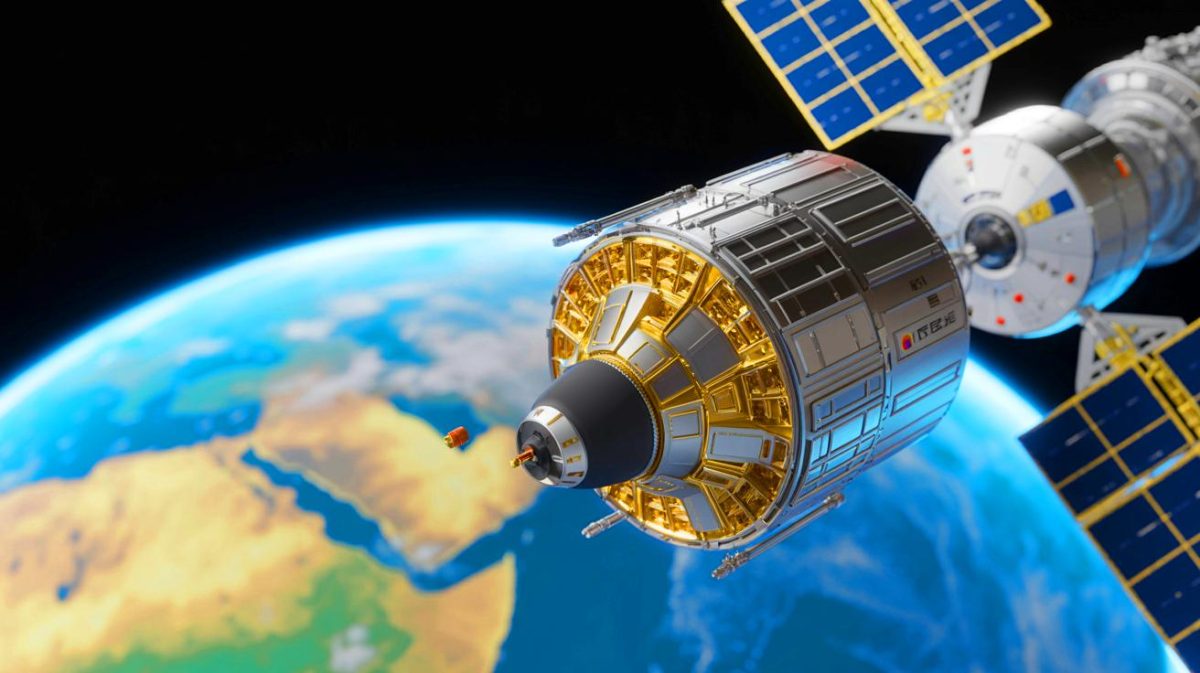 Illustration de la technologie de ravitaillement en orbite par la Chine. Image réalisée par IA.