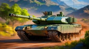 Illustration de la puissance des tanks de combat dans les stratégies militaires modernes. Image réalisée par IA.