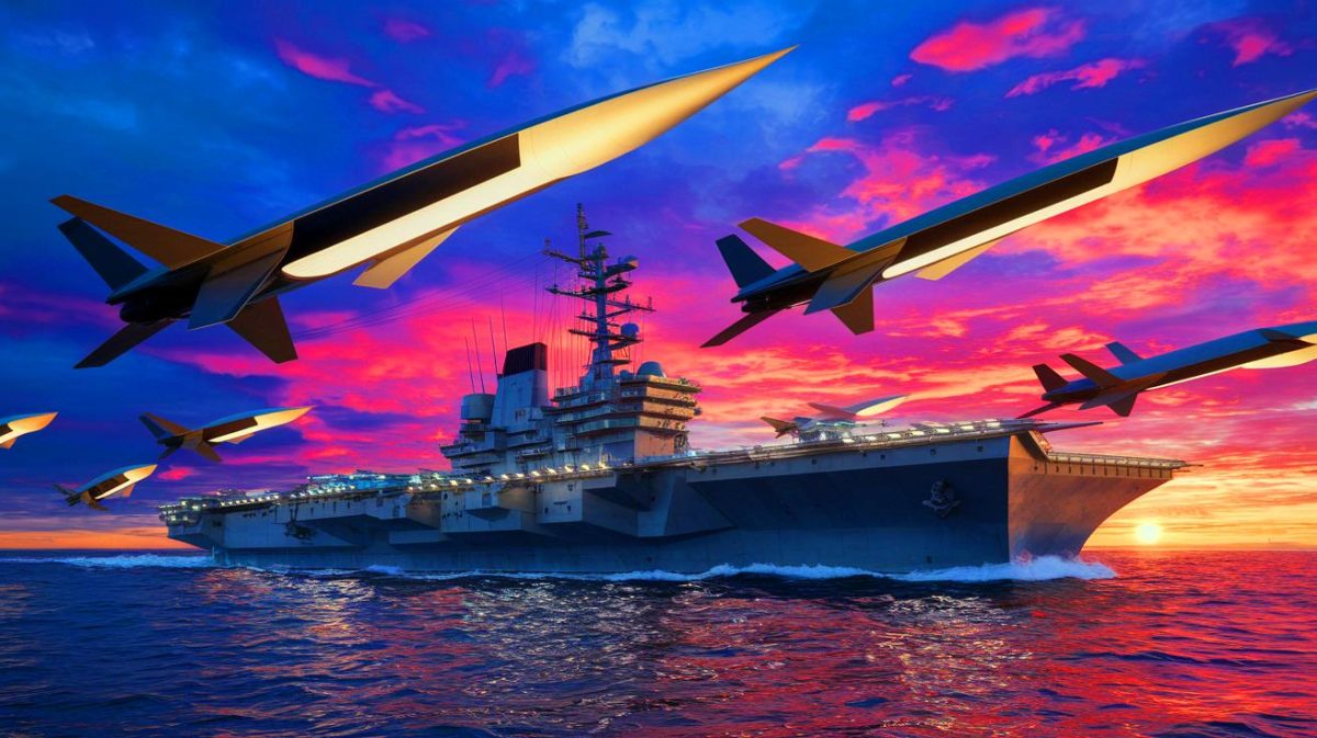 Illustration de la Marine américaine annulant son programme de missile hypersonique (création par IA, illustration non réaliste). Crédit : Ideogram.