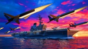 Illustration de la Marine américaine annulant son programme de missile hypersonique (création par IA, illustration non réaliste). Crédit : Ideogram.
