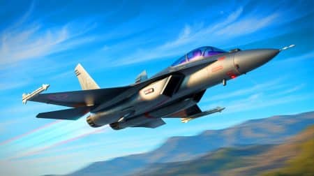 Illustration de la réflexion du Canada sur l'acquisition du chasseur sud-coréen KF-21 comme alternative au F-35. Image réalisée par IA.