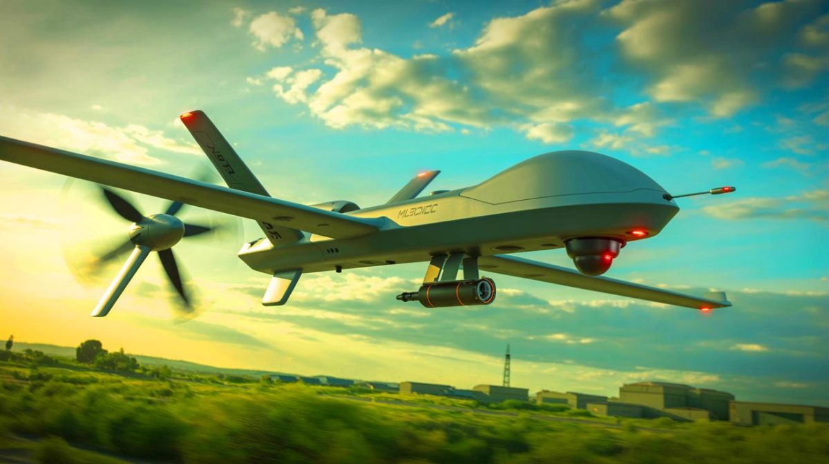 Illustration de la collaboration entre Delair et Ascendance pour le développement du drone DT46 hybride. Image réalisée par IA.