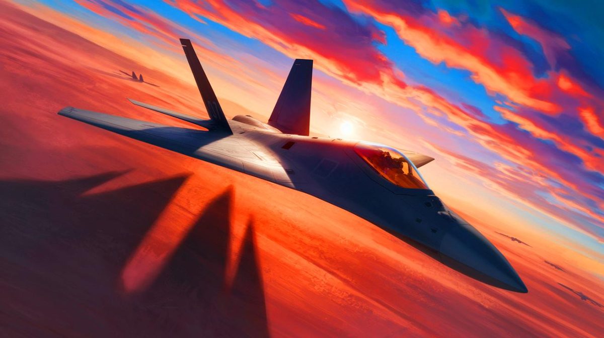 Illustration de F-117 Nighthawk en vol lors d'une mission d'entraînement (création par IA, illustration non réaliste). Crédit : Ideogram.