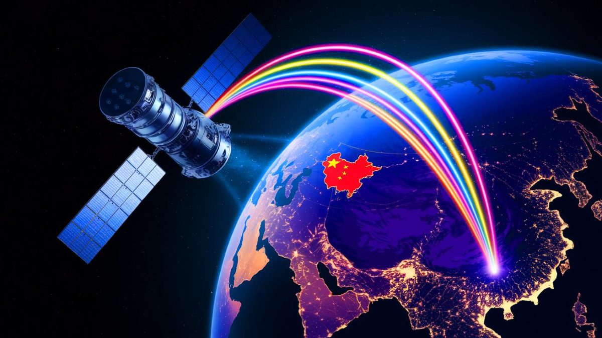Illustration de la communication quantique satellitaire entre la Chine et l'Afrique du Sud (création par IA, illustration non réaliste). Crédit : Ideogram.