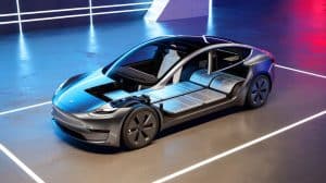 Illustration de la nouvelle batterie 4680 de Tesla. Image réalisée par IA.