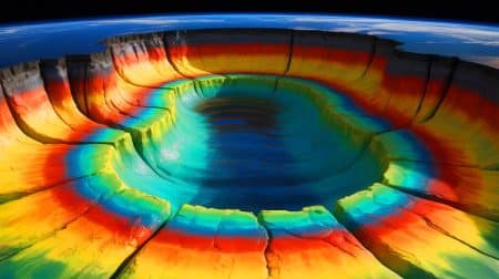 Illustration de la découverte d'un immense réservoir d'eau caché dans le manteau terrestre (création par IA, illustration non réaliste). Crédit : Ideogram.