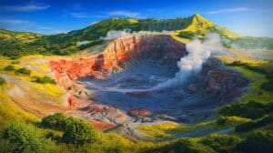 Illustration de l'activité accrue des Champs Phlégréens et des émissions de gaz du cratère de Solfatara. Image réalisée par IA.