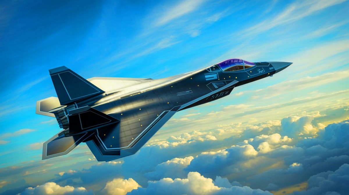Illustration de l'avion de chasse F-47 Next Generation Air Dominance (NGAD) de l'US Air Force (création par IA, non réaliste). Crédit : Ideogram