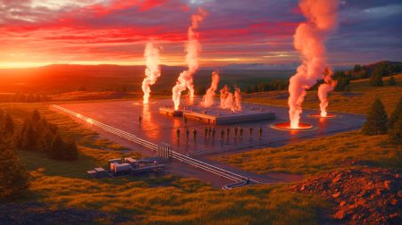 Illustration de l'exploitation de l'énergie géothermique par l'armée américaine. Image réalisée par IA.