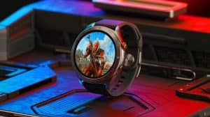 Illustration de The Witcher 3 sur une montre connectée. Image réalisée par IA.