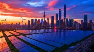 Illustration de l'investissement massif de la Chine dans les énergies renouvelables. Image réalisée par IA.