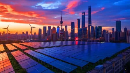 Illustration de l'investissement massif de la Chine dans les énergies renouvelables. Image réalisée par IA.