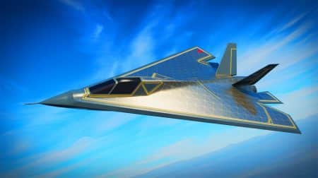 Illustration de l'avion furtif chinois J-36 en vol. Image réalisée par IA.