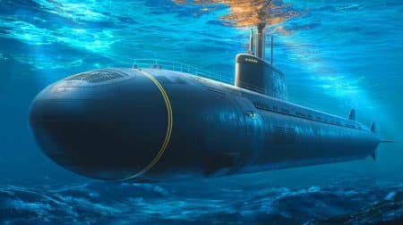 Illustration de la nouvelle technologie de réduction de bruit des sous-marins chinois. Image réalisée par IA.