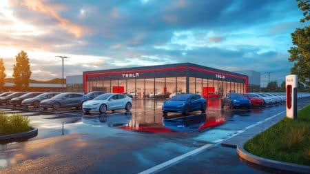 Illustration de la chute des ventes de Tesla en Europe en 2025. Image réalisée par IA.