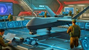 Illustration de l'intégration de l'intelligence artificielle dans les technologies de défense. Image réalisée par IA.