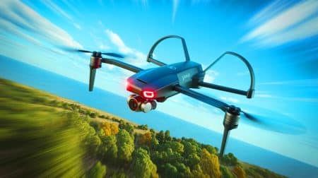 Illustration de Veloce 330, le nouveau drone kamikaze français atteignant 400 km/h. Image réalisée par IA.