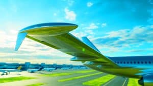 Illustration de la transformation des épaves d'avions en matériaux de pointe pour l'aviation du futur. Image réalisée par IA.