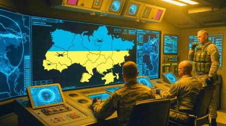 Illustration de l'impact des drones ukrainiens sur les stratégies militaires américaines. Image réalisée par IA.