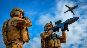 Illustration de la bulle de protection 3D de l'armée de l'Air et de l'Espace au Salon du Bourget 2025. Image réalisée par IA.