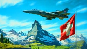 Illustration de la préférence suisse pour des partenariats militaires européens au détriment des avions F-35 américains. Image réalisée par IA.