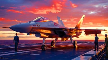 Une avancée militaire qui bouleverse l’équilibre mondial : la marine américaine dévoile des détails inédits sur le chasseur F/A-XX de sixième génération Illustration de la conception future du chasseur F/A-XX de la marine américaine. Image réalisée par IA.
