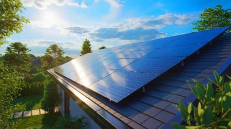 Illustration de panneaux solaires plug-and-play installés dans un environnement domestique. Image réalisée par IA.