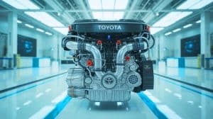 Illustration de l'innovation de Toyota avec un moteur fonctionnant à l'ammoniac. Image réalisée par IA.