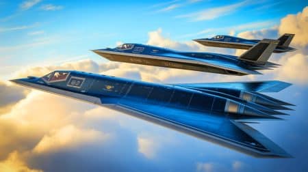 Illustration de la technologie furtive des avions B2 et F117. Image réalisée par IA.
