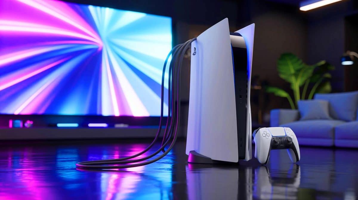 « La norme qui va tout changer » arrive, la PlayStation 6 l’adoptera forcément pour exploser les limites du jeu vidéo Illustration de l'intégration de la norme HDMI 2.2 et des câbles Ultra96 dans la PlayStation 6. Image réalisée par IA.