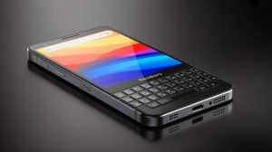 Illustration de la nostalgie des smartphones BlackBerry avec le nouveau modèle Titan 2 d'Unihertz. Image réalisée par IA.