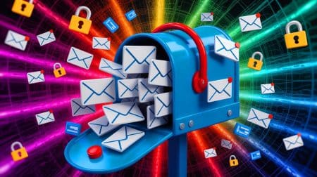 Illustration de la gestion de la boîte de réception pour améliorer la sécurité et la protection des données personnelles. Image réalisée par IA.