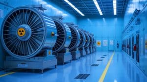 Illustration de l'enrichissement de l'uranium et des tensions géopolitiques associées, générée par intelligence artificielle.