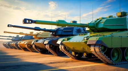 Illustration de l'analyse des coûts et spécificités des chars d'assaut modernes dans le contexte militaire mondial.