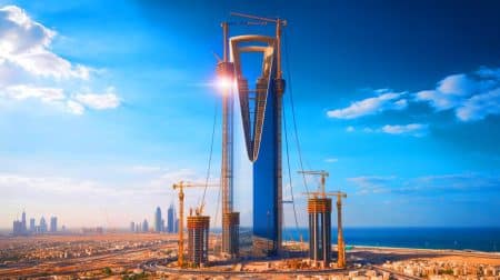 Illustration de la JEC Tower, futur gratte-ciel emblématique de Jeddah, générée par intelligence artificielle.
