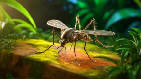 Illustration de l'apparence d'un drone miniature chinois en forme de moustique, générée par intelligence artificielle.