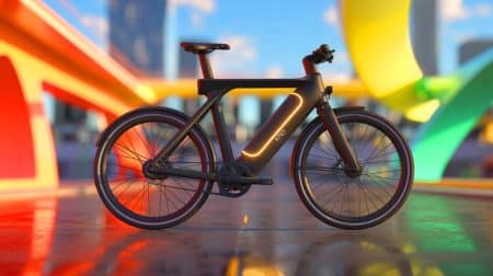 Illustration de la technologie innovante d'Anod dans le secteur des vélos électriques, créée par intelligence artificielle.