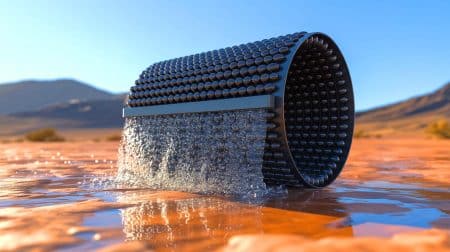 Illustration de la technologie innovante d'extraction d'eau de l'air, générée par intelligence artificielle.